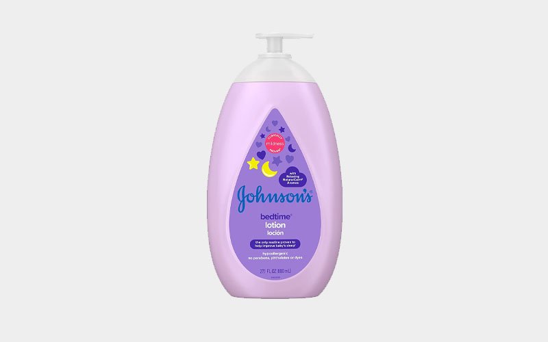 Johnson's moisturizing bedtime baby body lotion made with coconut oil