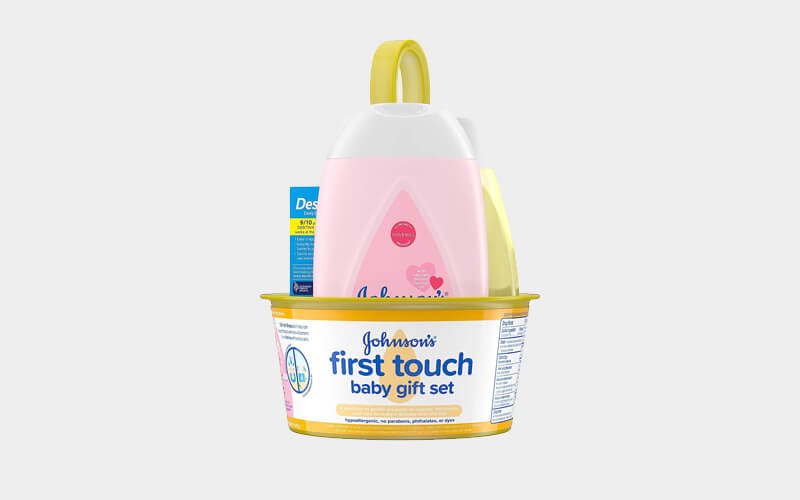 Johnson's first touch baby product kit set as a gift for newborns