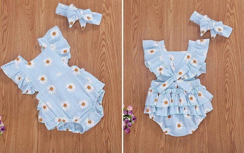 Floral infant smocked outfit to wear in summer