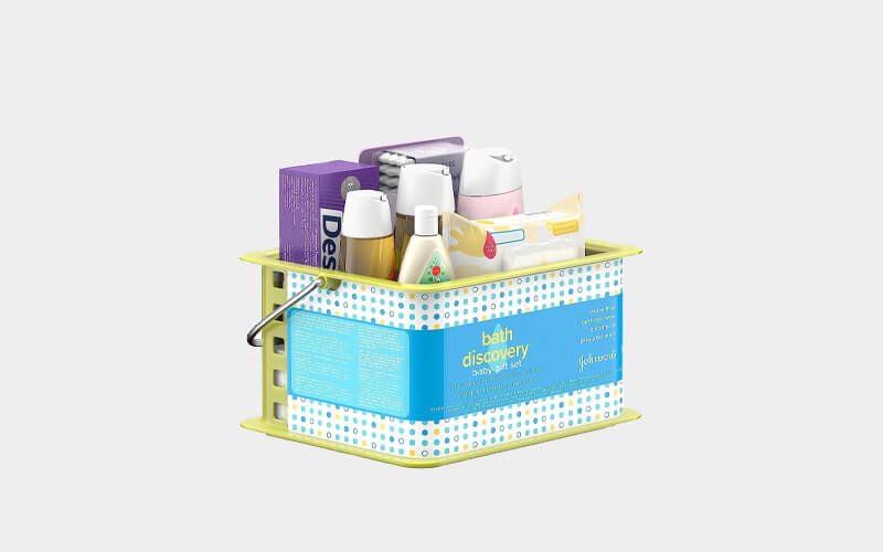 Johnson's skin caddy with baby bath time & skincare essentials