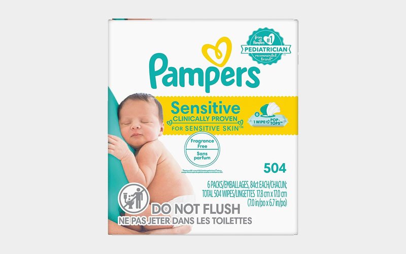 Pampers sensitive water-based hypoallergenic and unscented baby wipes